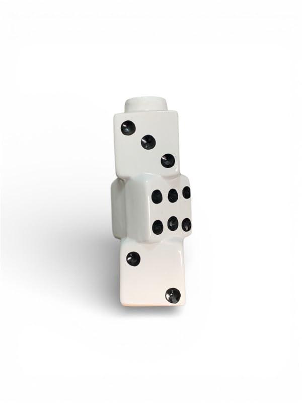 Vibhsa Modern Ceramic Dice Shape Flower Vase with Artificial Yellow Flowers