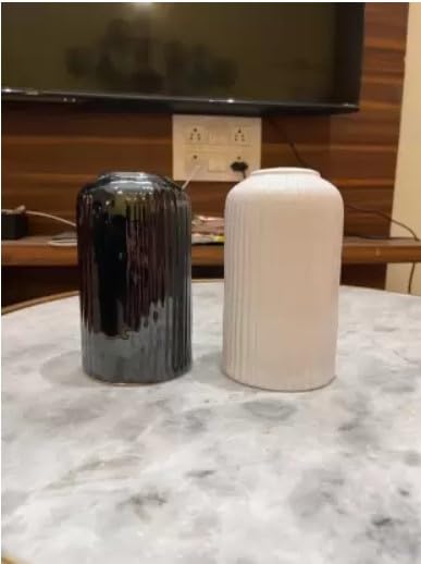 Vibhsa Black Ceramic Flower Vase for Living Room