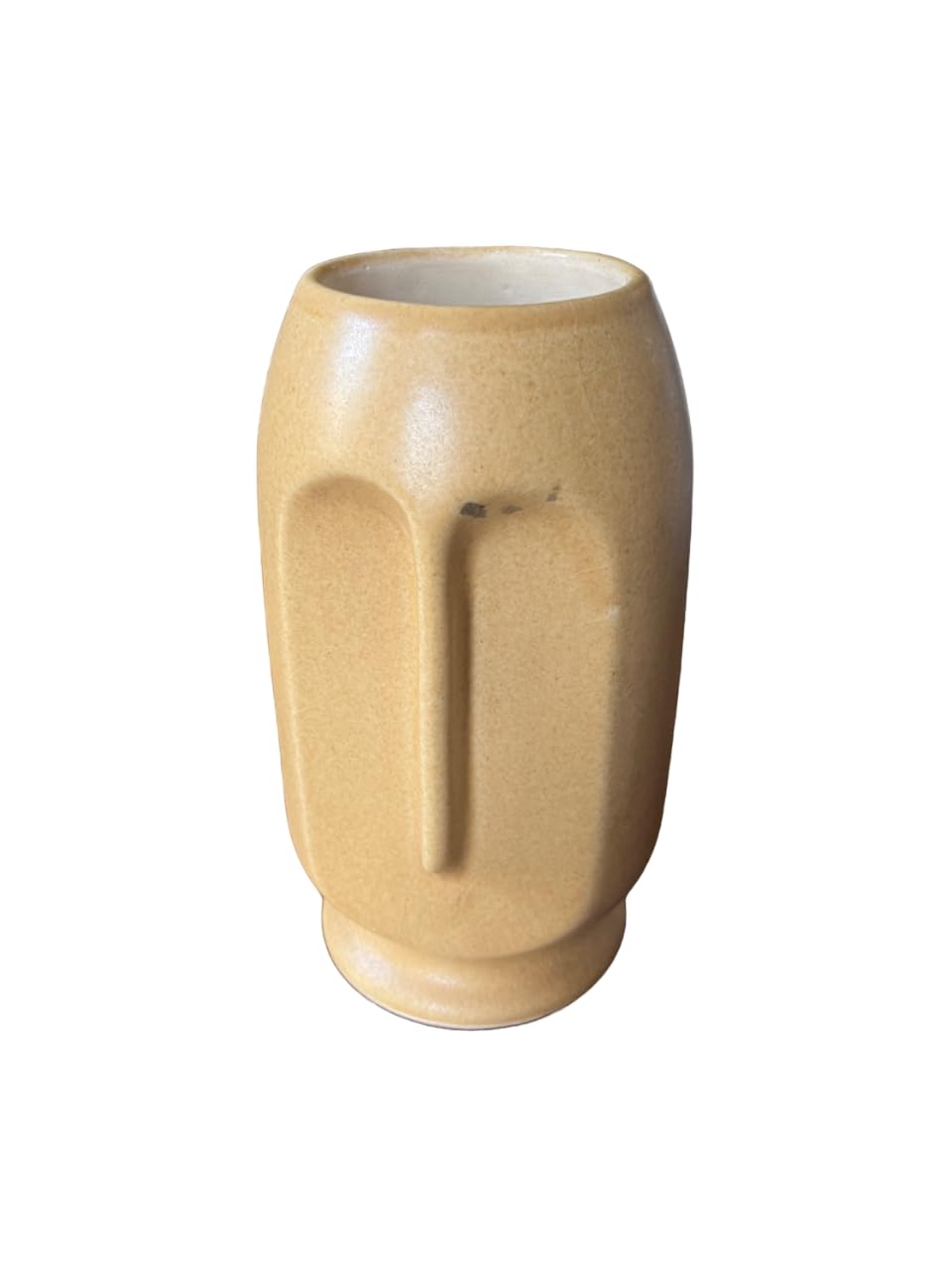 Vibhsa Beautiful Ceramic Abstract Face Vase – Beige