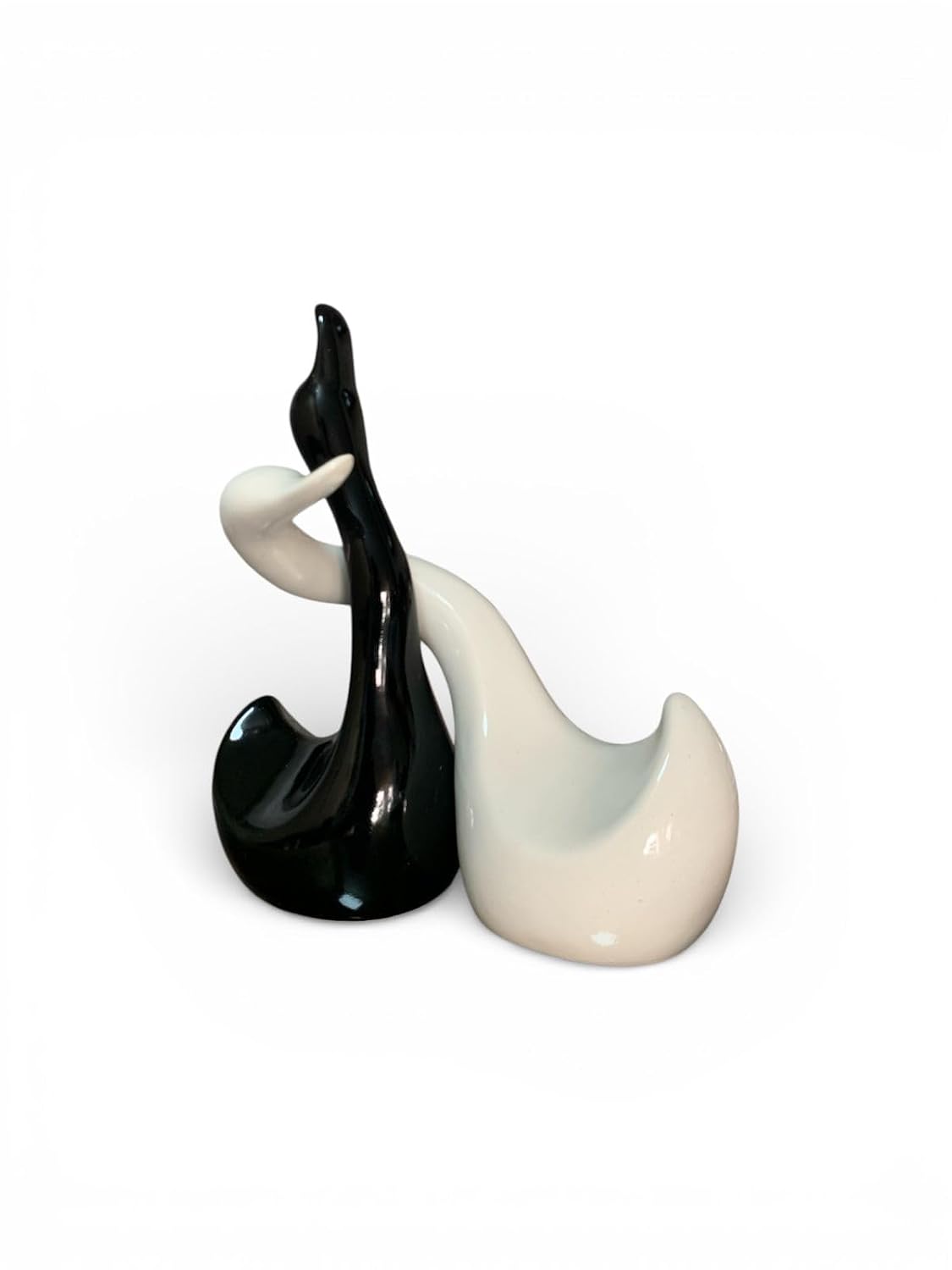 Vibhsa Black & White Ceramic Swan Couple Showpiece