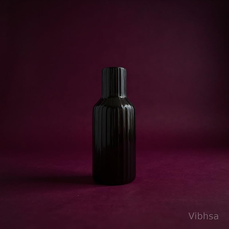 Vibhsa Black Ribbed Ceramic Flower Vase