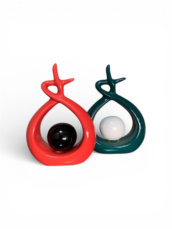 Vibhsa Abstract Ceramic Showpiece with White Ball