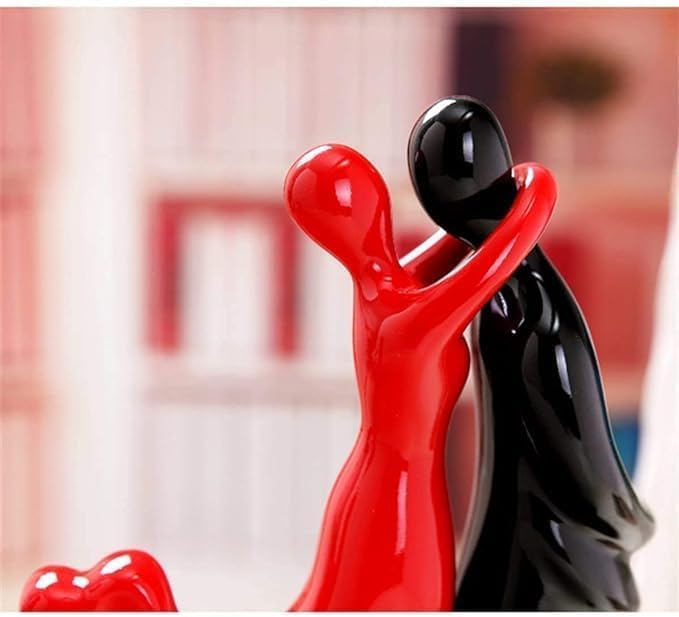 Vibhsa Dancing Couple Ceramic Figurine – Red & Black