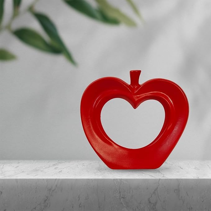 Vibhsa Red Ceramic Apple Showpiece – 8.5 Inch