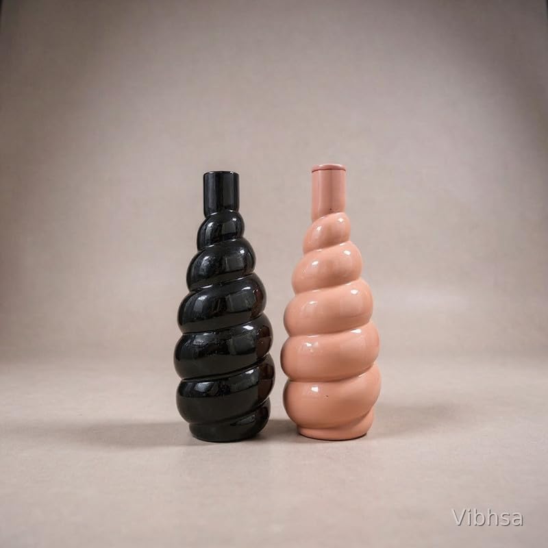 Vibhsa Modern Glossy Ceramic Stacked Bubble Vase Set of 2