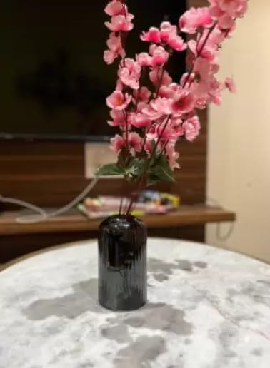 Vibhsa Black Ceramic Flower Vase for Living Room