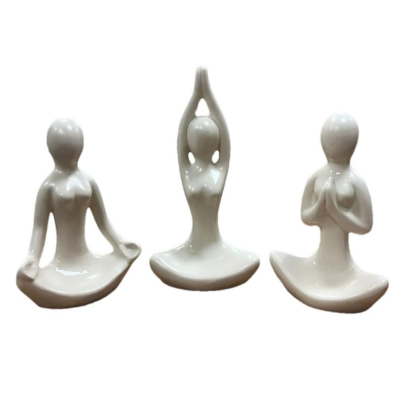 Vibhsa Ceramic Yoga Meditation Figurine Set of 3