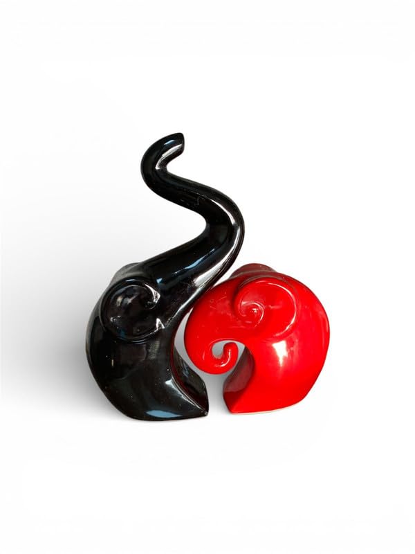 Vibhsa Black & White Elephant Couple Showpiece