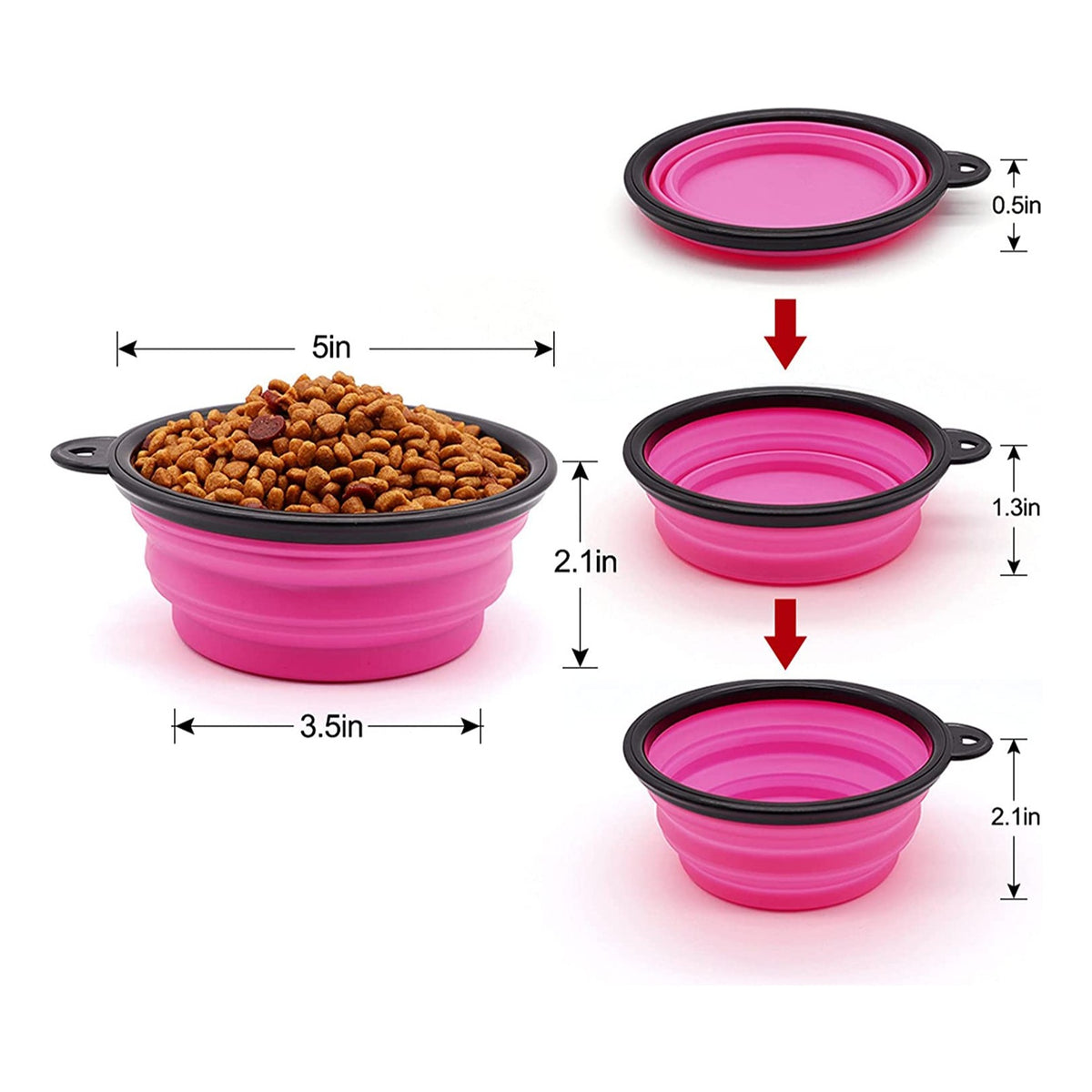 5" Portable and Foldable Small Dog Bowl-Purple set of 5