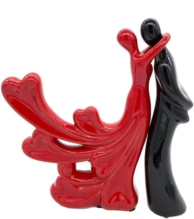 Vibhsa Dancing Couple Ceramic Figurine – Red & Black