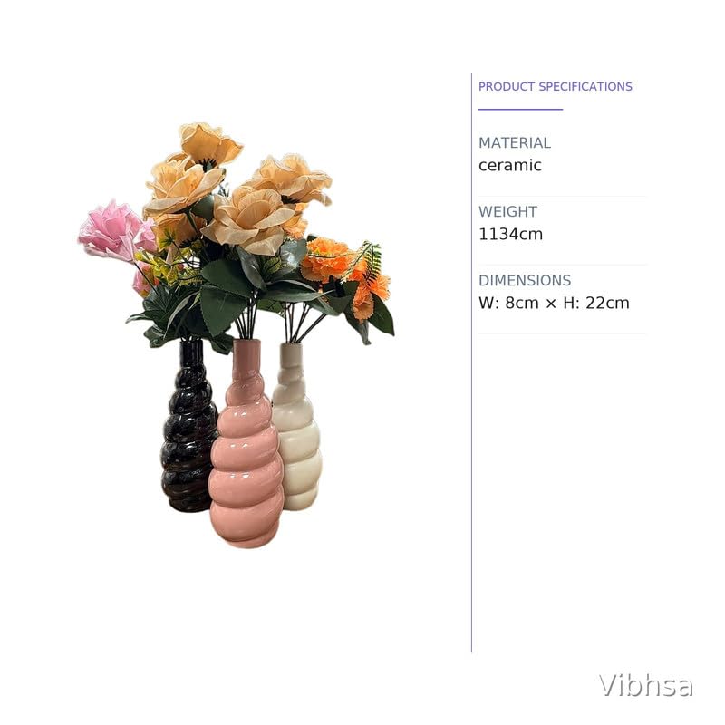 Vibhsa Stacked Bubble Ceramic Vase Set of 3 – Black, Pink & White