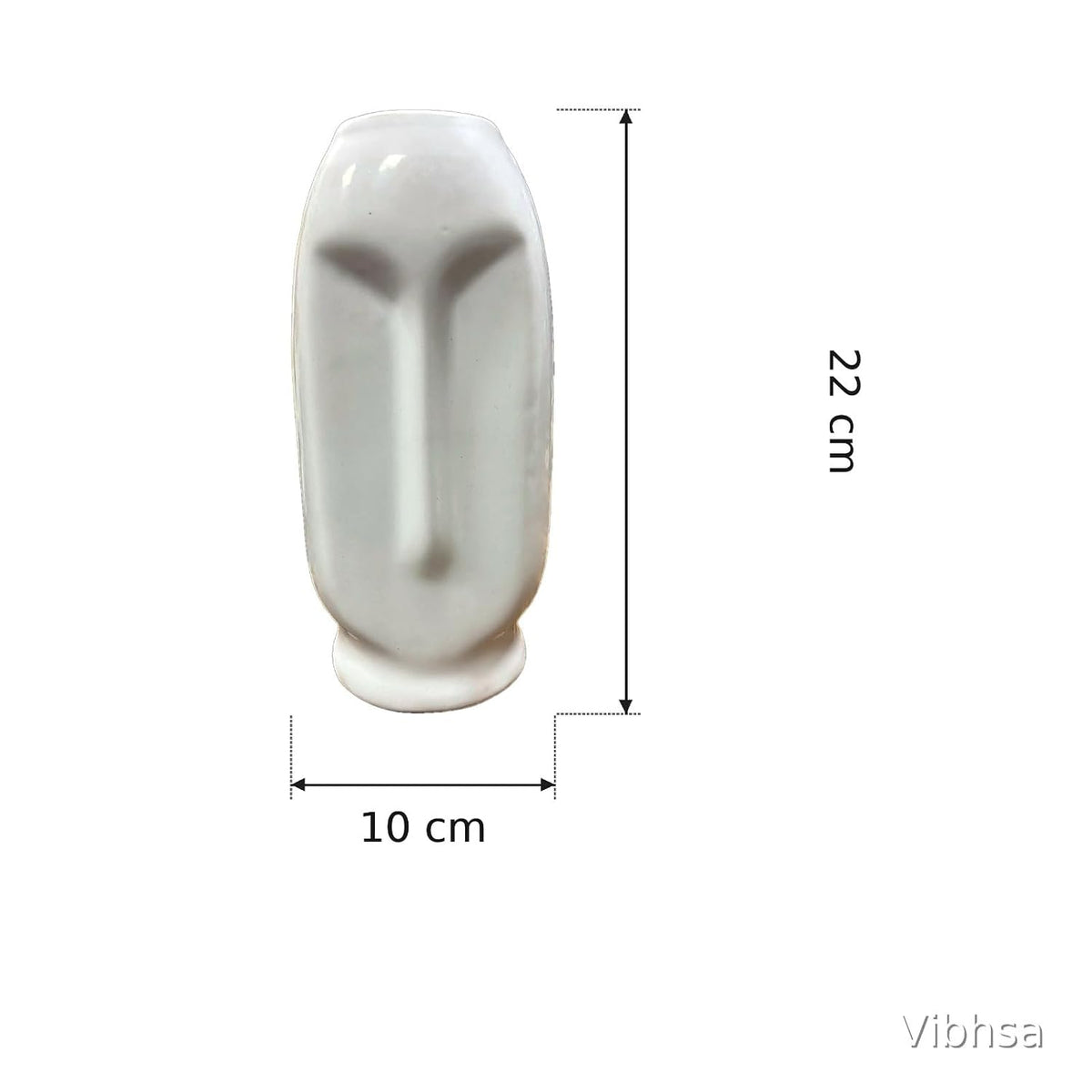 Vibhsa White Ribbed Ceramic Face Vase