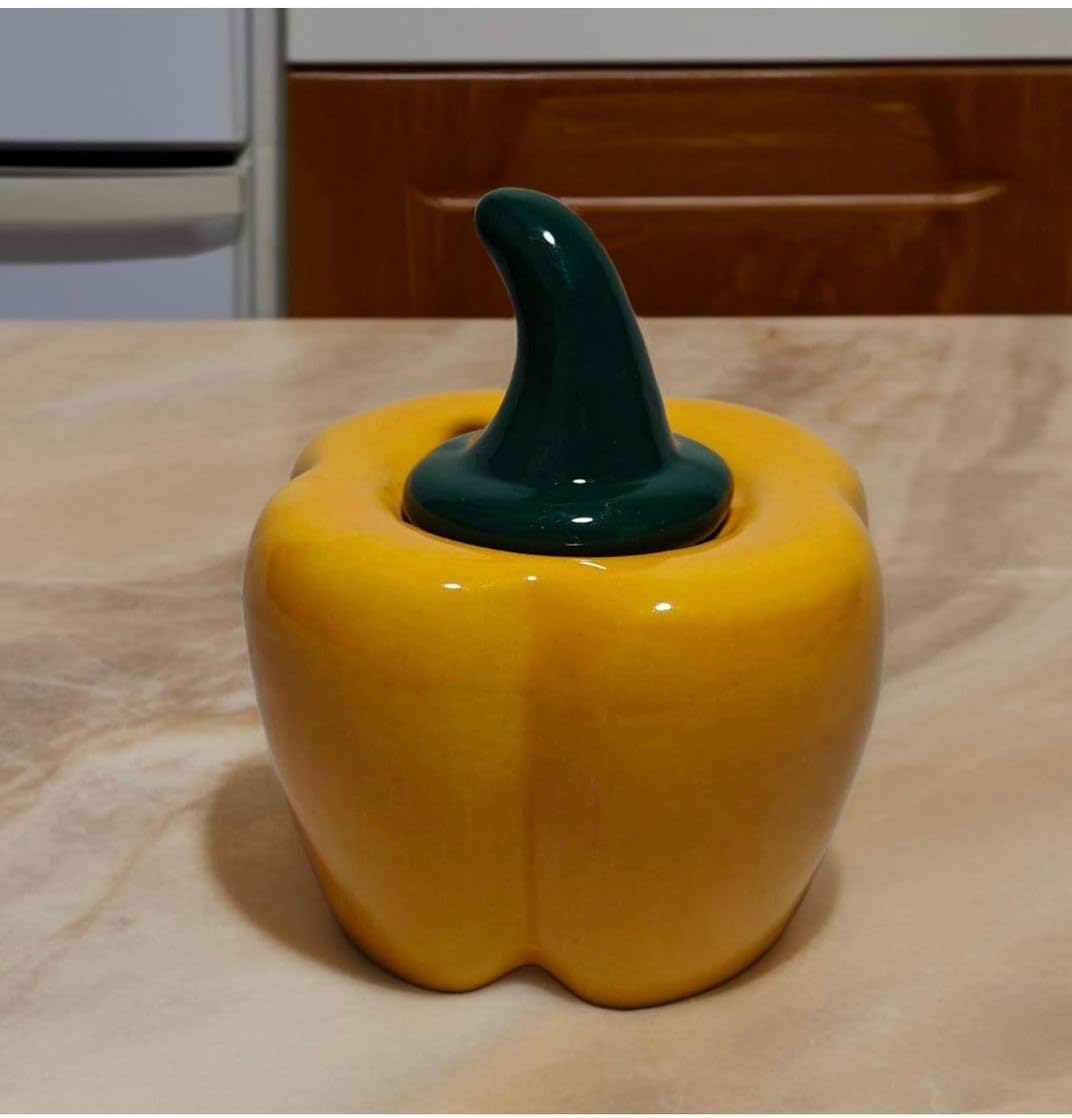 Vibhsa Yellow Ceramic Capsicum Pickle Jar