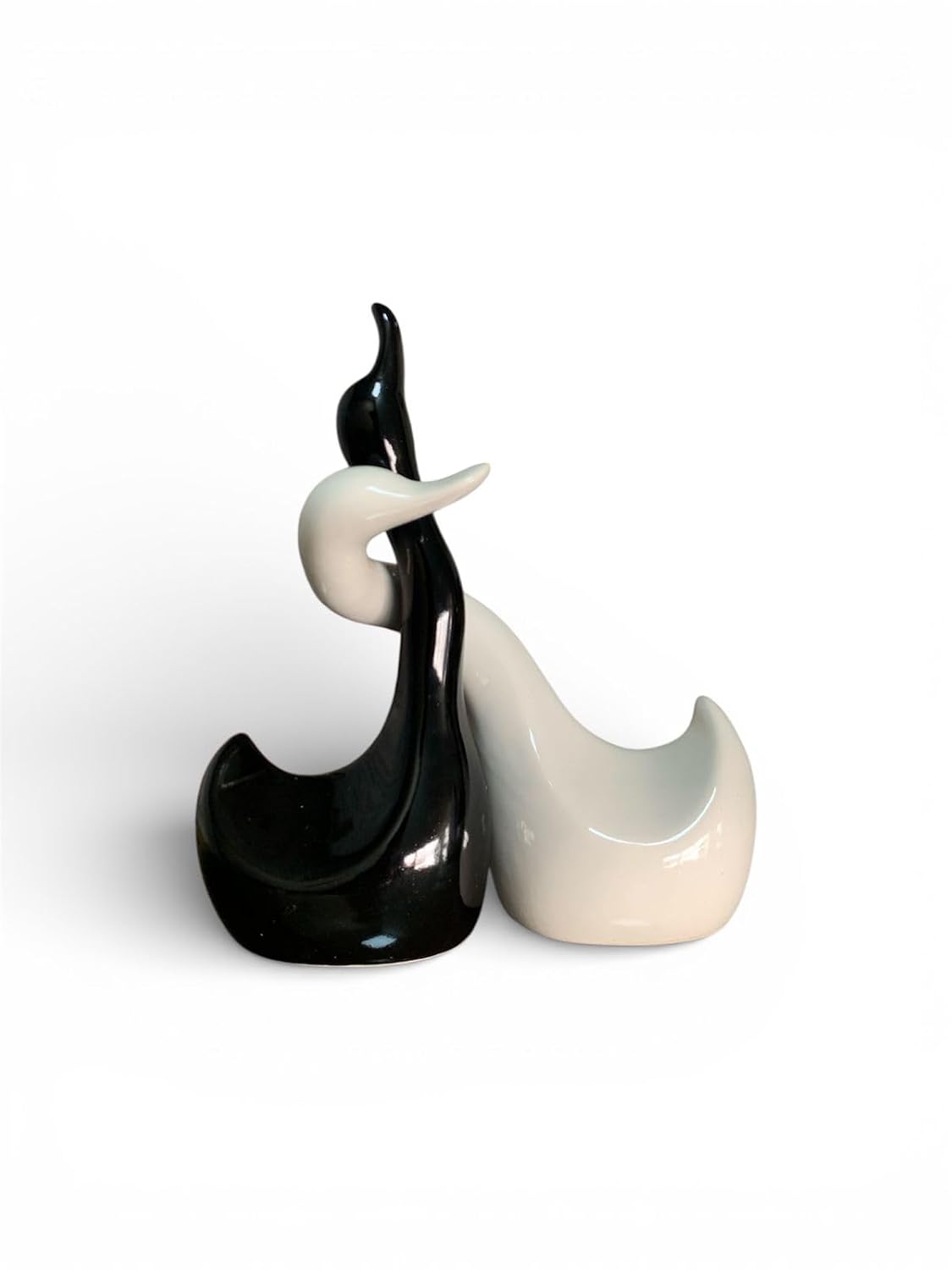 Vibhsa Black & White Ceramic Swan Couple Showpiece