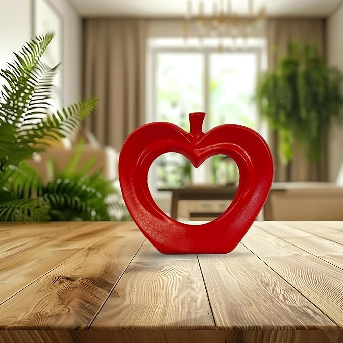 Vibhsa Red Ceramic Apple Showpiece – 8.5 Inch