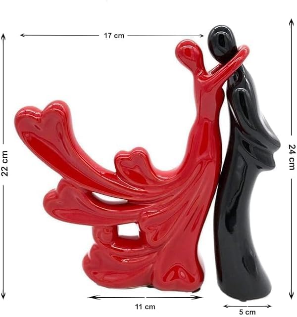 Vibhsa Dancing Couple Ceramic Figurine – Red & Black