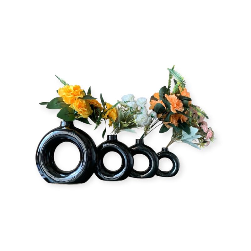 Vibhsa Elegant Ceramic Flower Vase for Home Décor – Black