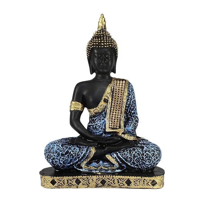Vibhsa Meditating Buddha Statue – Black, Blue & Gold