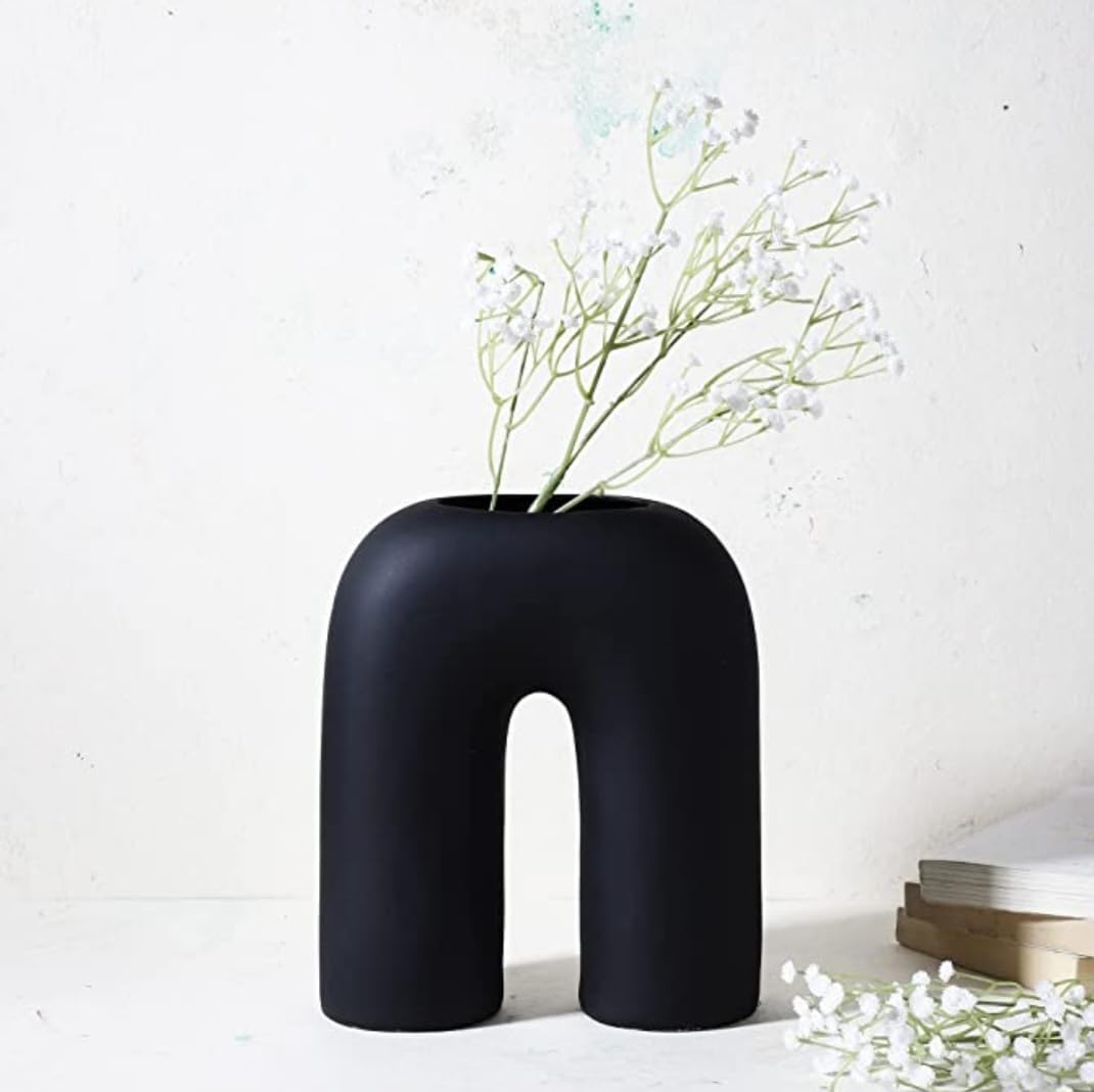 Vibhsa Inverted U Shape Ceramic Minimalist Aesthetic Flower Vase