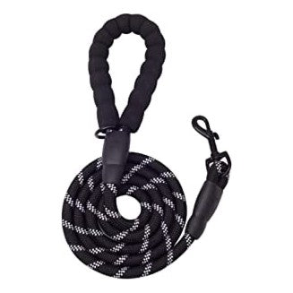 Fido N Feline 6 ft Padded Rope Dog Leash for Medium and Large Dogs - Black