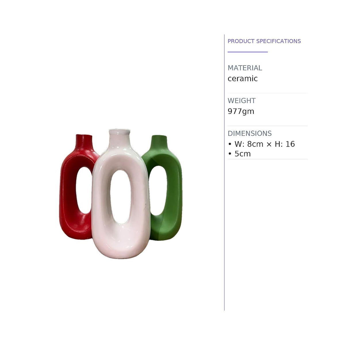 Vibhsa Hollow Handle Ceramic Vase Set of 3