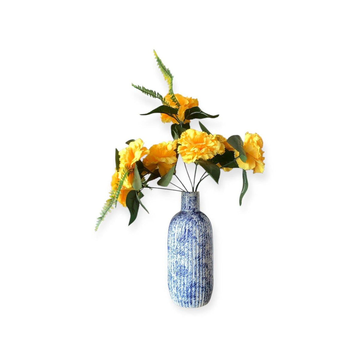 Vibhsa Decorative Flower Vase for Home Décor, Blue and White Ceramic