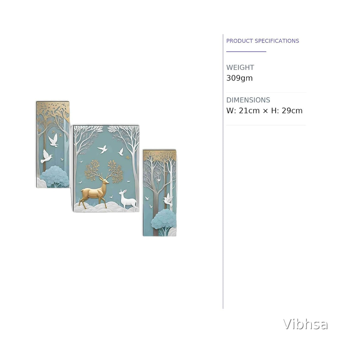 Vibhsa 3 Piece Deer Forest Wall Painting Set