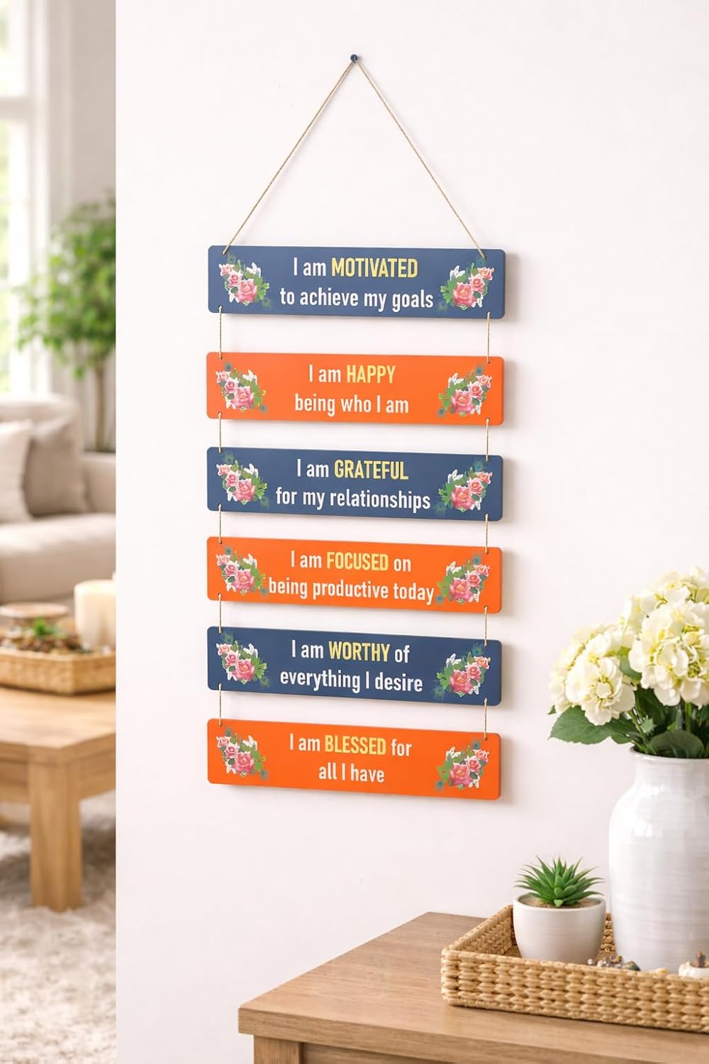 Vibhsa Positive Quote Wooden Wall Hanging – Love & Family