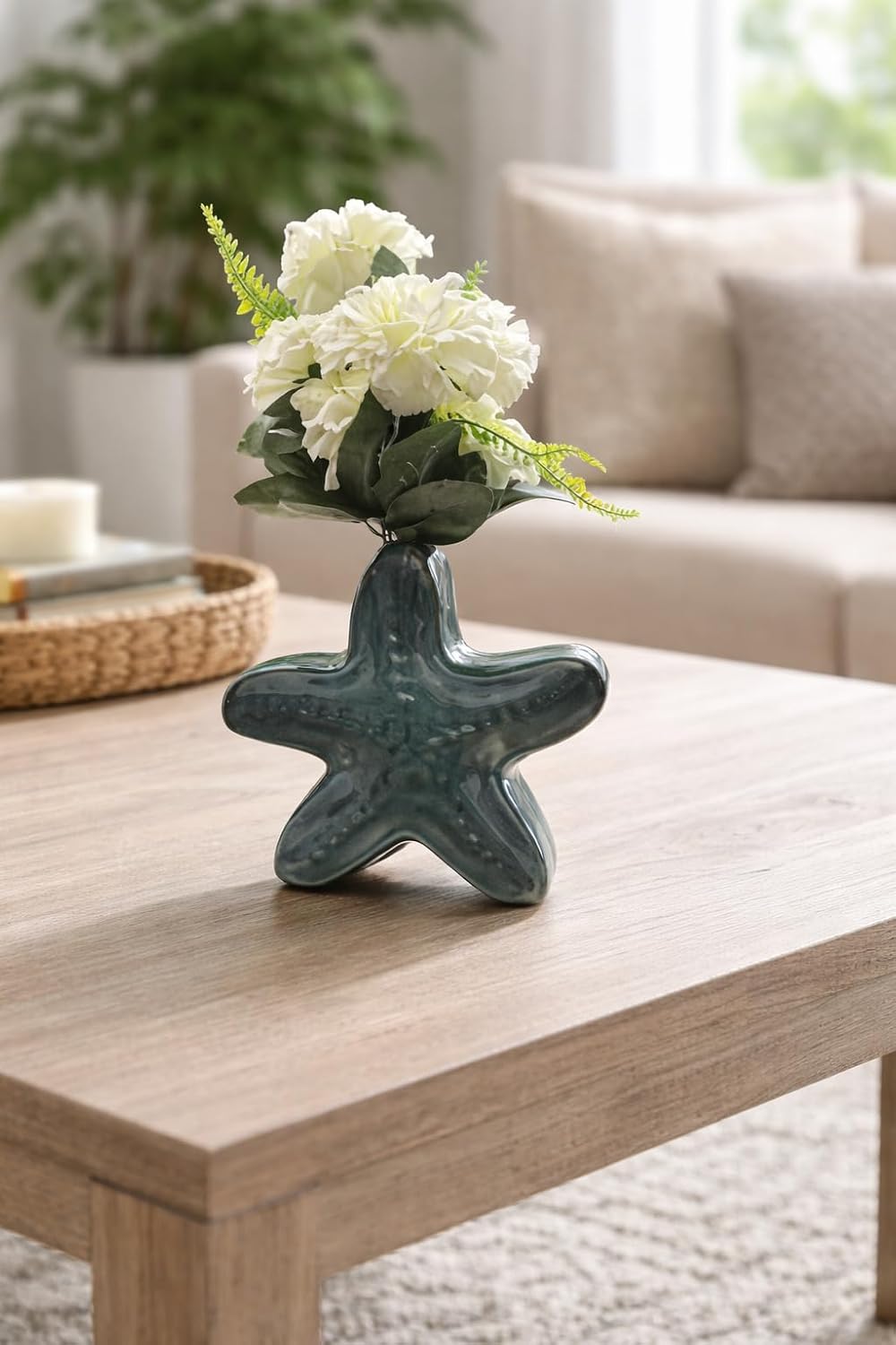 Vibhsa Ceramic Starfish-Shaped Flower Pot for Home & Office Décor