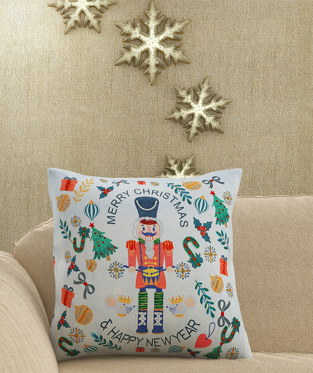 Vibhsa Nutcracker Merry Christmas Pillow 20" x 20"