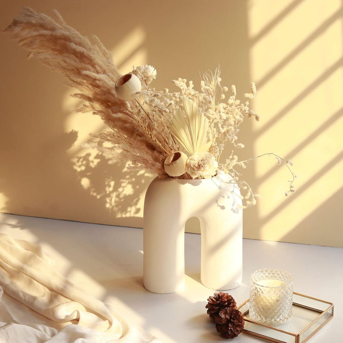 Vibhsa Inverted U Shape Ceramic Minimalist Aesthetic Flower Vase