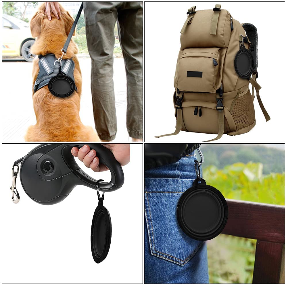 5" Portable and Foldable Small Dog Bowl-Black (5 Pieces)