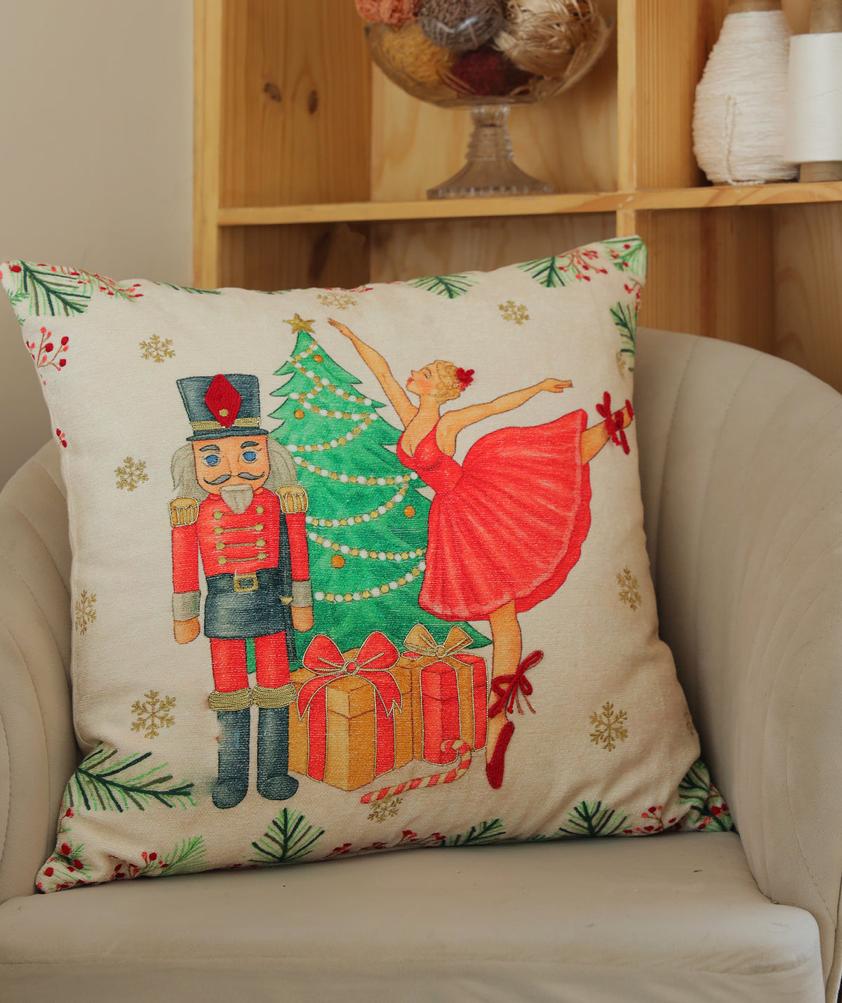 Vibhsa Nutcracker Ballet Ballerina Holiday Pillow 20 x 20