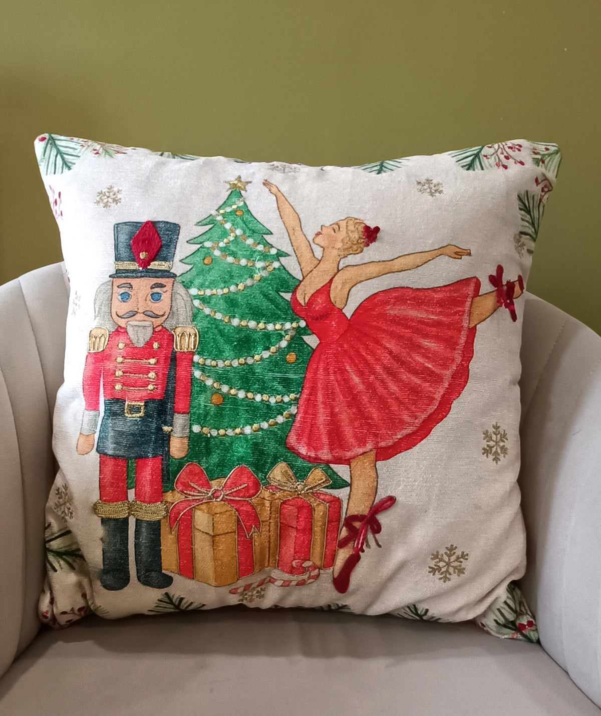 Vibhsa Nutcracker Ballet Ballerina Holiday Pillow 20 x 20