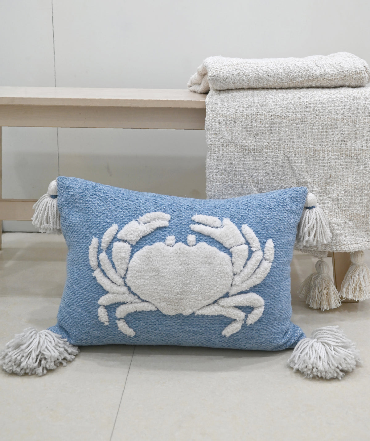 Vibhsa Baltic Table Tufted Pillow with Corner Tassels, 14" x 20"