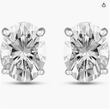 oval 14 k white gold moissanite studs diamond earrings