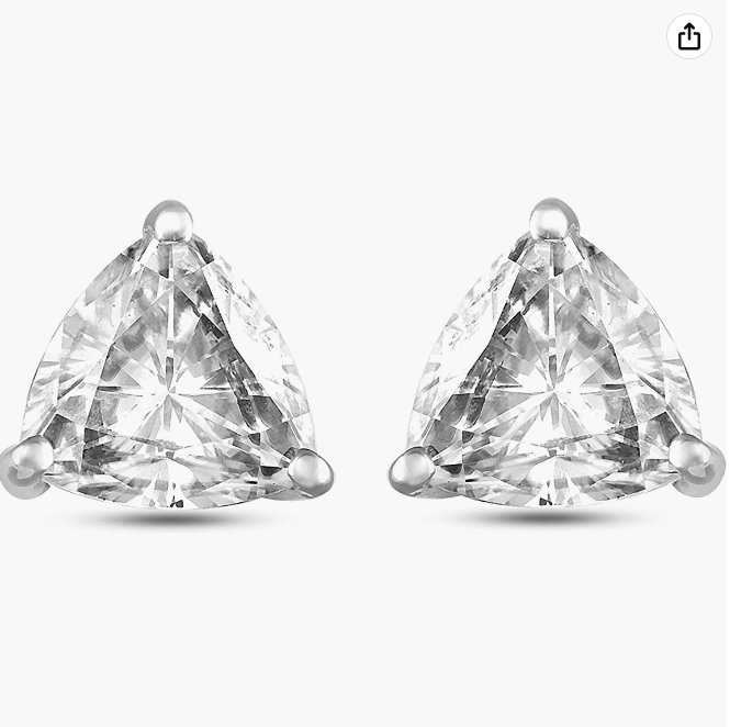 Vibhsa Trillion Cut Moissanite Stud Earrings, 0.54 Carat, 925 Sterling Silver