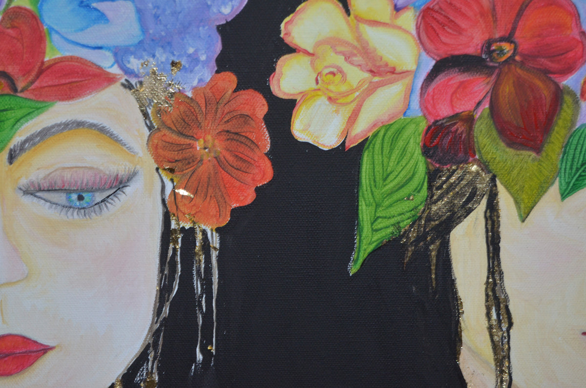 Original Painting Art work with oil paints on canvas, portrait, handmade, 100% made in the USA