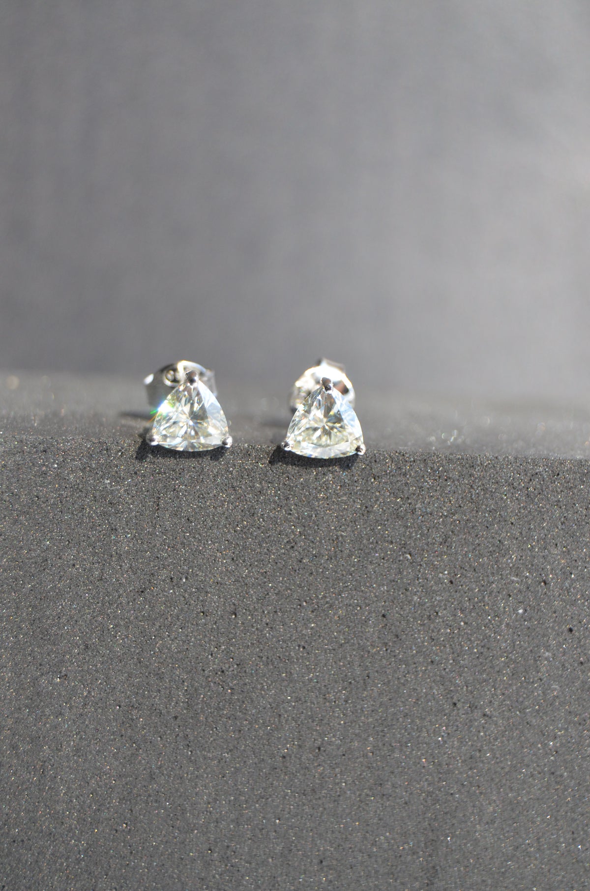 Vibhsa Trillion Cut Moissanite Stud Earrings, 0.54 Carat, 925 Sterling Silver