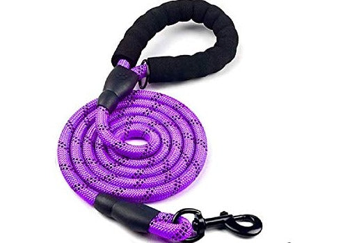 Fido N Feline 6 ft Padded Rope Dog Leash for Medium and Large Dogs - Purple