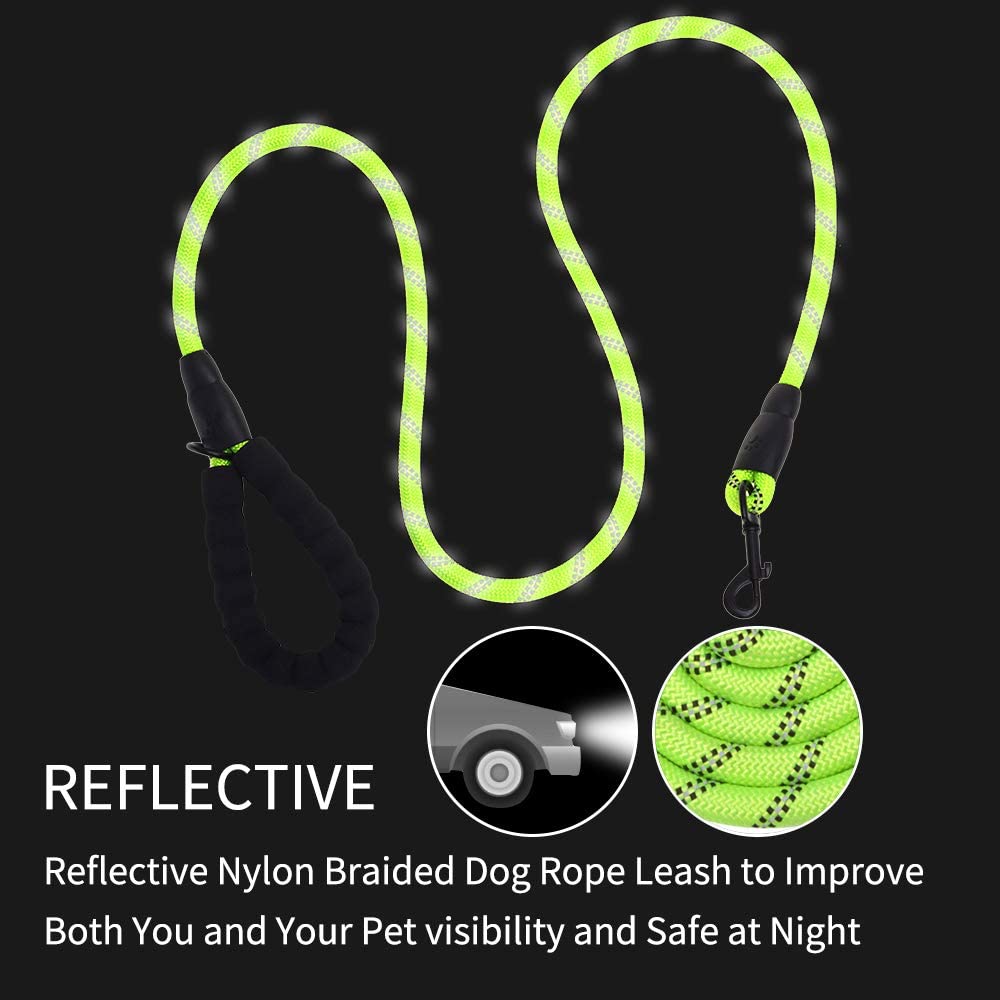 Fido N Feline 6 ft Padded Rope Dog Leash for Medium and Large Dogs - Green
