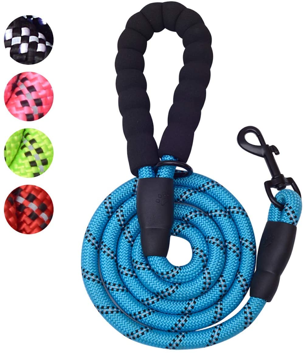 Fido N Feline 6 ft Padded Rope Dog Leash for Medium and Large Dogs - Blue