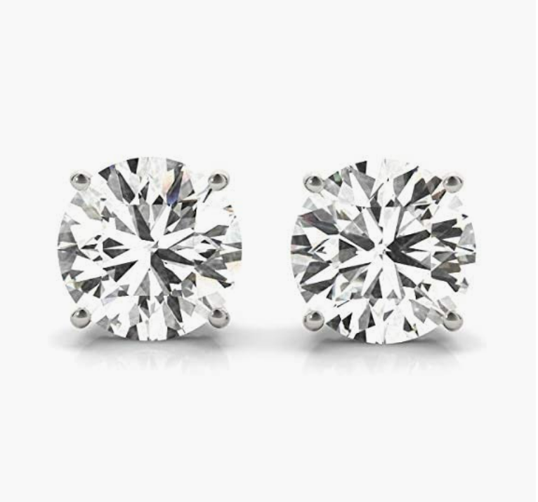 Earrings/Studs Sterling Silver with 5mm 0.81 Ct Moissanite