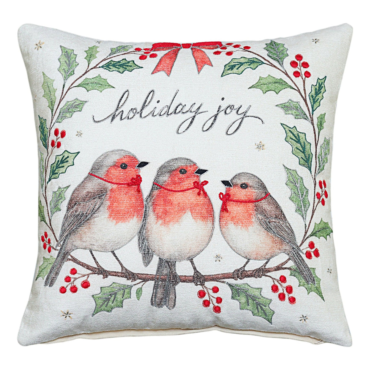 Vibhsa Joyful Birds Holiday Pillow 20 x 20