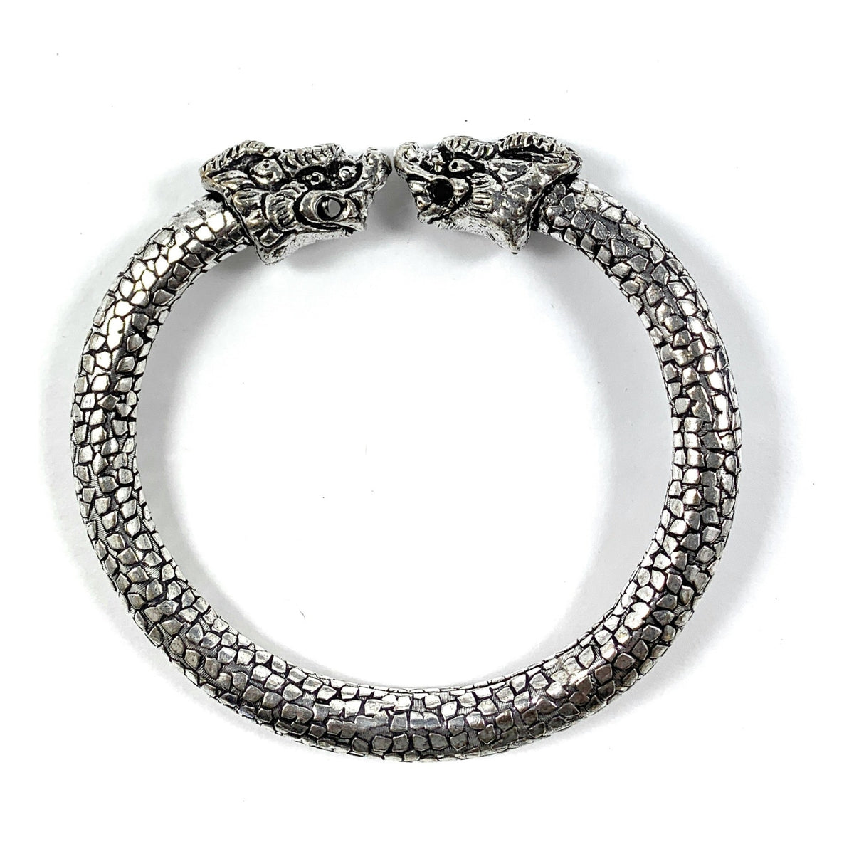 Vibhsa Antique Norse Viking Bracelet With Lion Heads & Snake Pattern