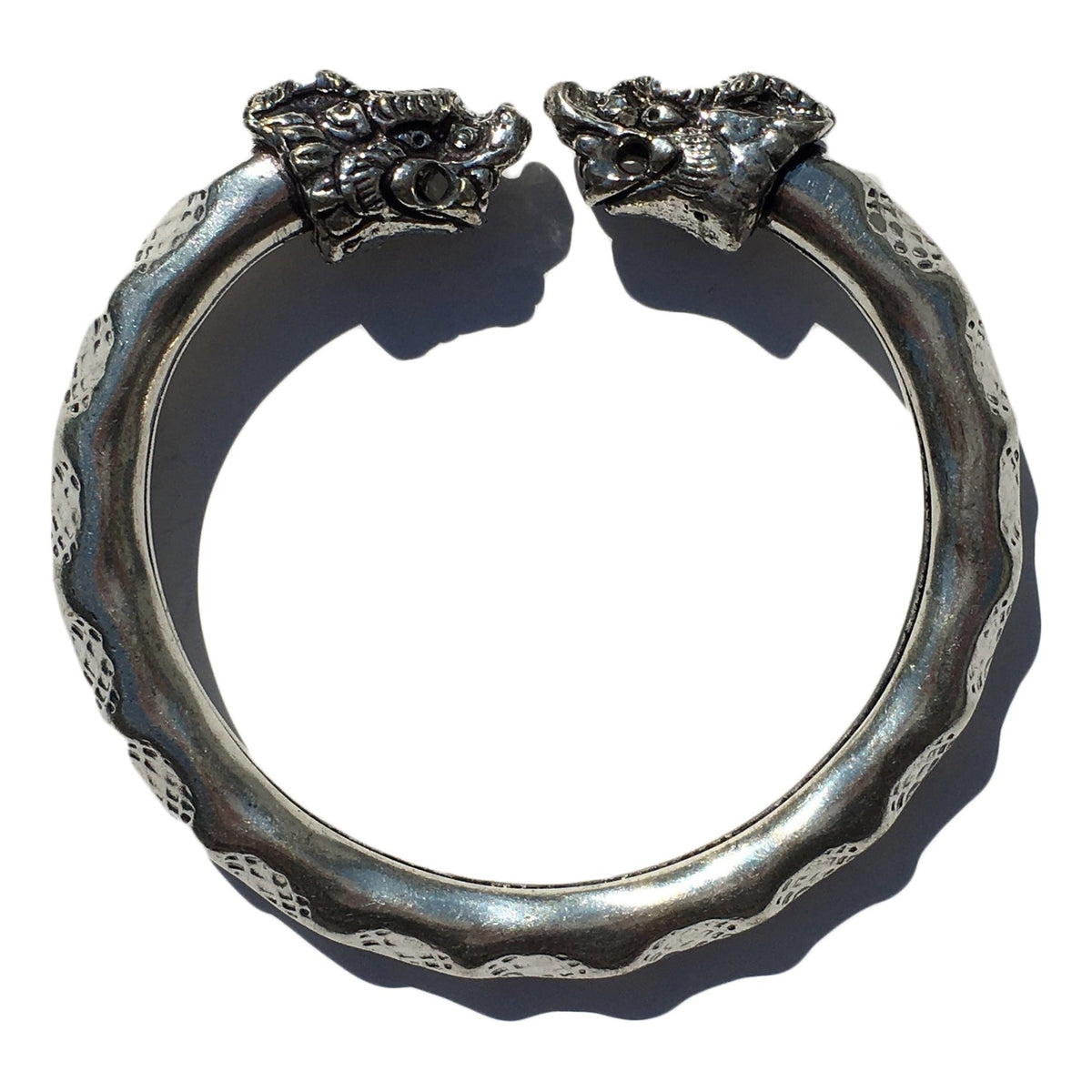 Vibhsa Antique Norse Viking Bracelet with Lion Heads & Waved Pattern