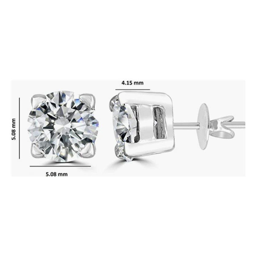 Brilliant Round-Cut 5mm 0.79 Carat Moissanite 925 Sterling Silver Earrings for Women