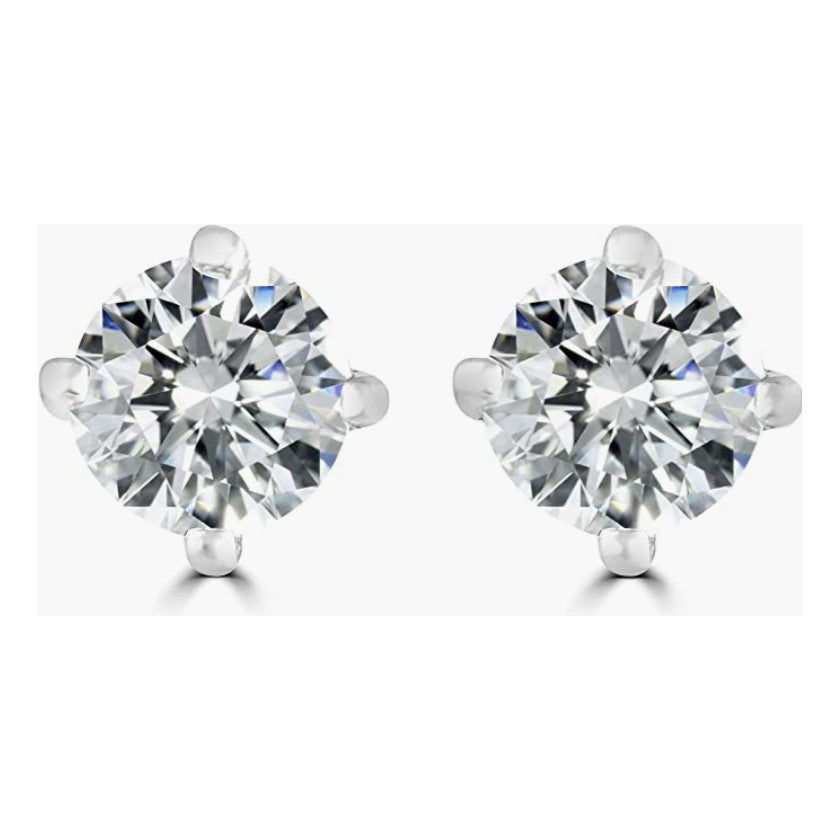Brilliant Round-Cut 5mm 0.80 Carat Moissanite 925 Sterling Silver Earrings for Women