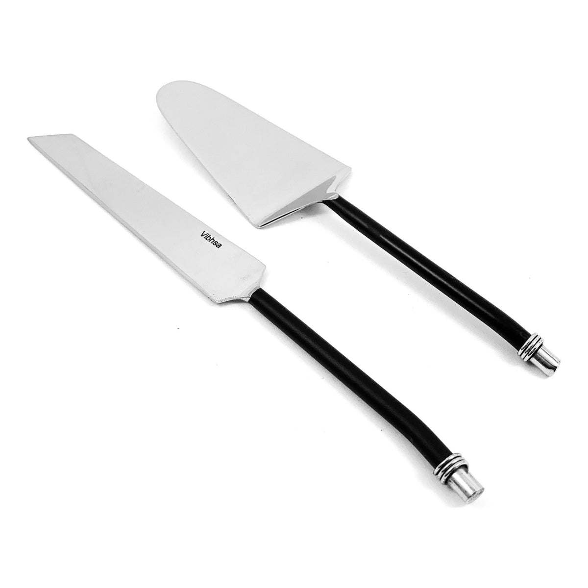Vibhsa Cake Cutting & Serving Set | Black Twisted Handle, Stainless Steel