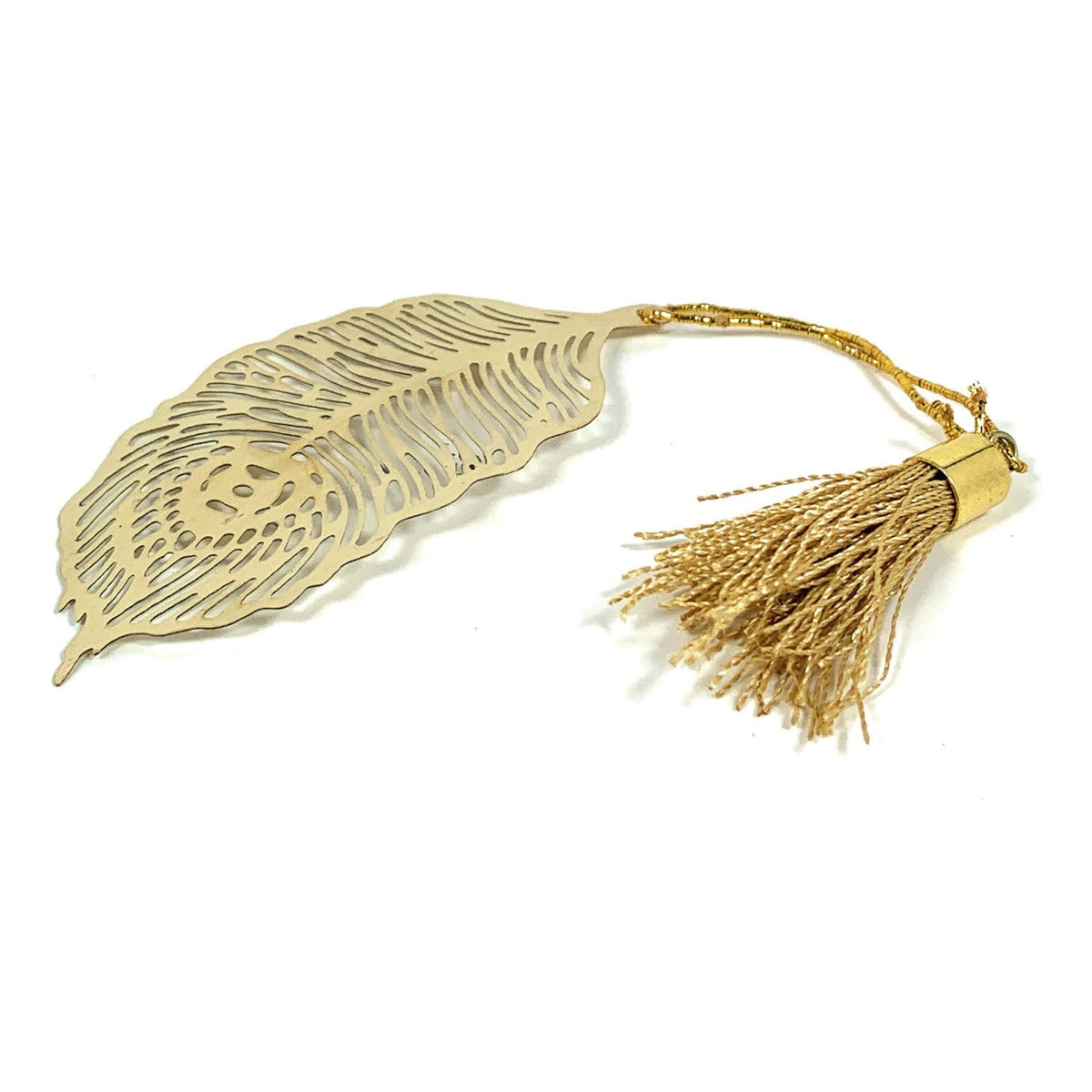 Feather Bookmark with Tassel Gold Finish Set of 6